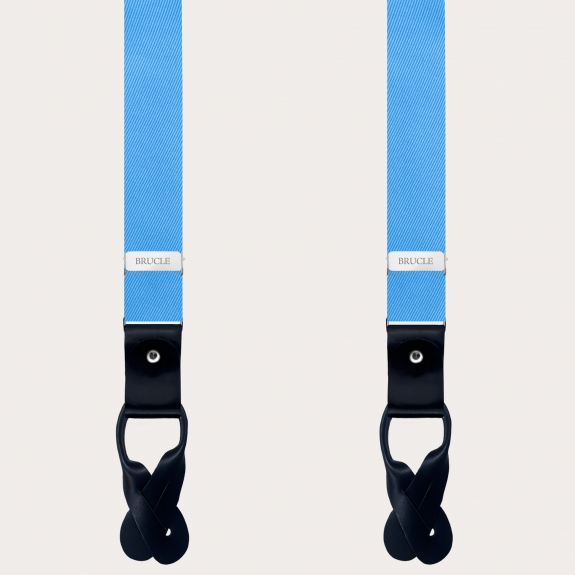 BRUCLE Refined thin suspenders in light blue silk