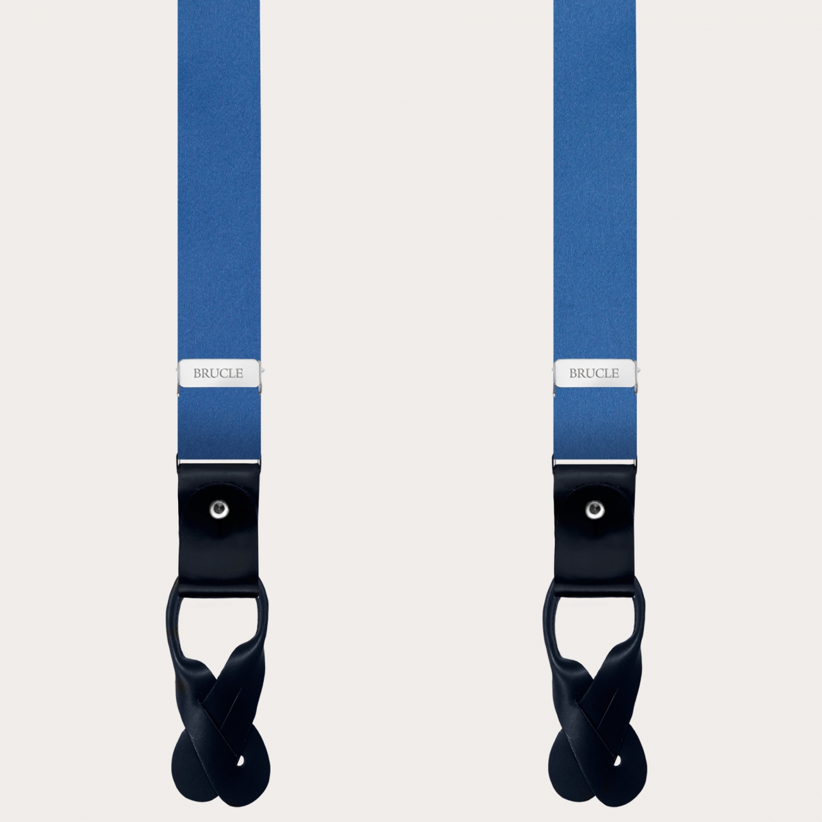 BRUCLE Eleganti bretelle sottili in raso di seta azzurro