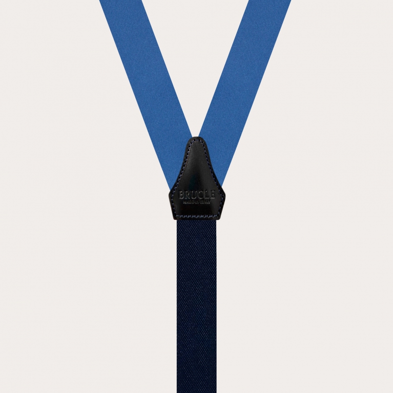 Elegant thin straps in light blue silk satin
