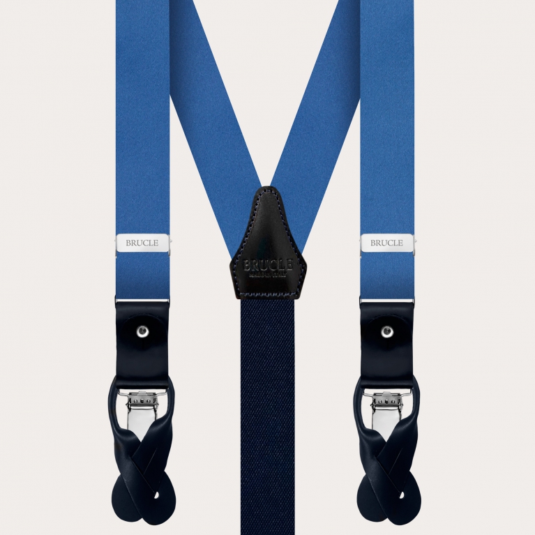 Elegant thin straps in light blue silk satin