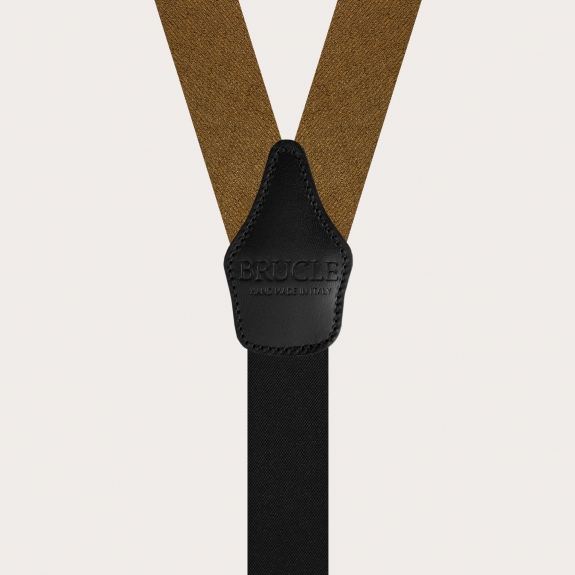Exclusive suspenders in iridescent golden silk