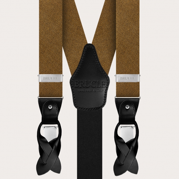 Exclusive suspenders in iridescent golden silk