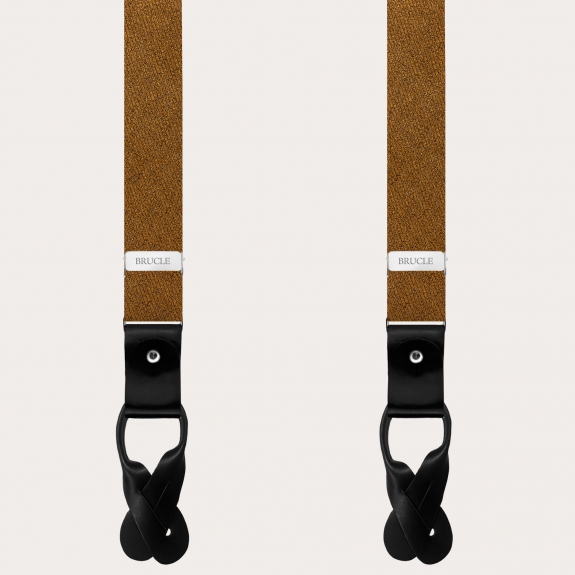 BRUCLE Exclusive thin suspenders in gold iridescent silk