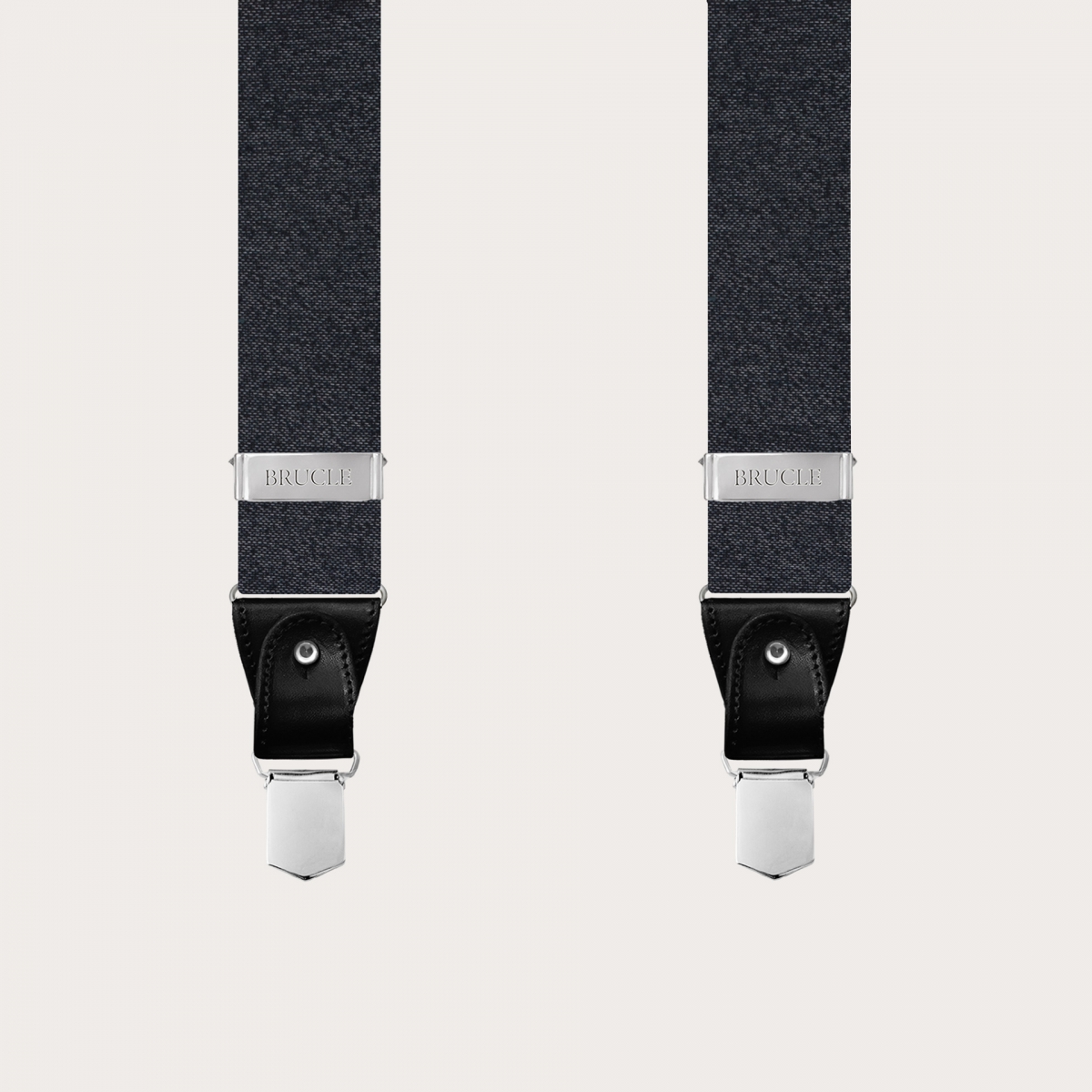 BRUCLE Elegant suspenders in grey melange silk