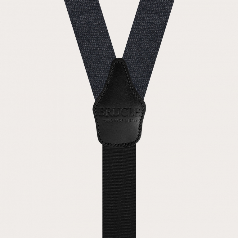 Elegant suspenders in grey melange silk