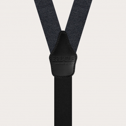 Elegant suspenders in grey melange silk