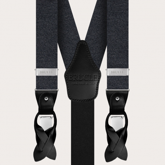BRUCLE Eleganti bretelle in seta grigio melange