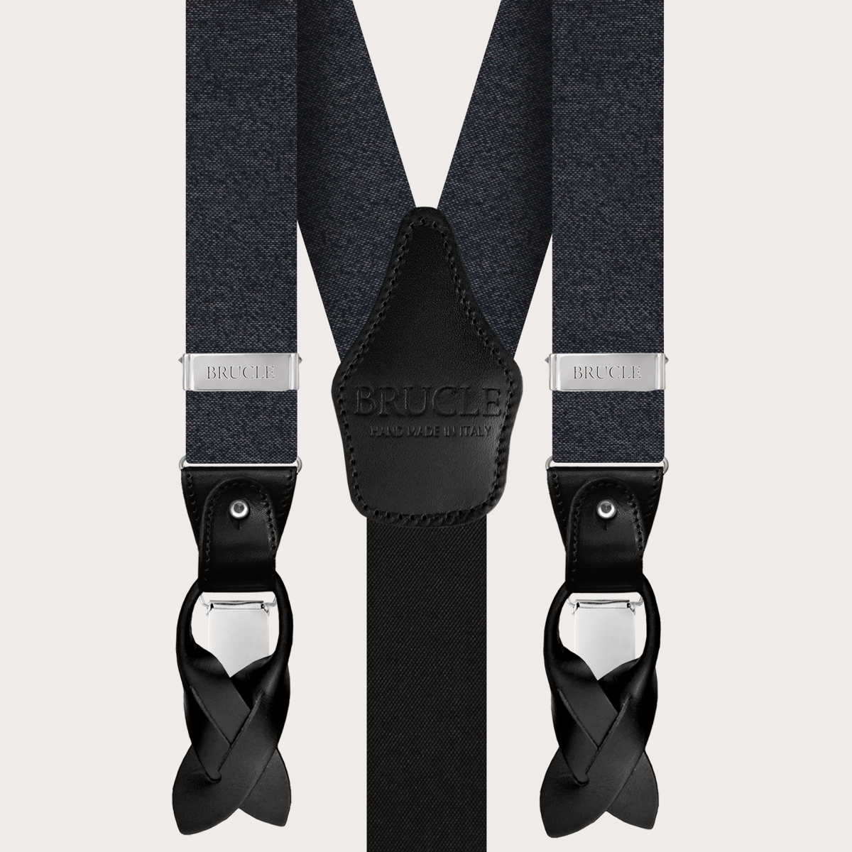 BRUCLE Elegant suspenders in grey melange silk