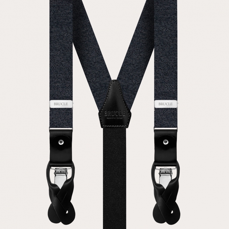 Thin suspenders in grey melange silk