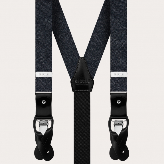 BRUCLE Thin suspenders in grey melange silk