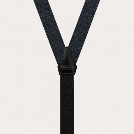 Thin suspenders in grey melange silk