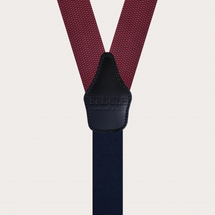 Bretelle in seta con motivo geometrico rosso e blu