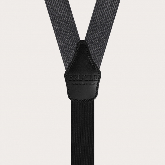 BRUCLE Suspenders in luminous black and silver melange silk