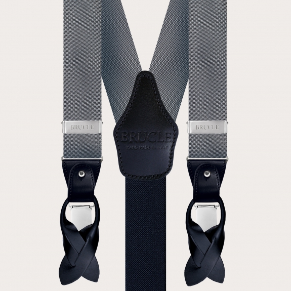 BRUCLE Elegant silk suspenders with silver micro-pattern