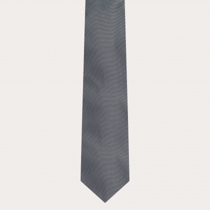 Elegant necktie in jacquard silk with silver micro-pattern