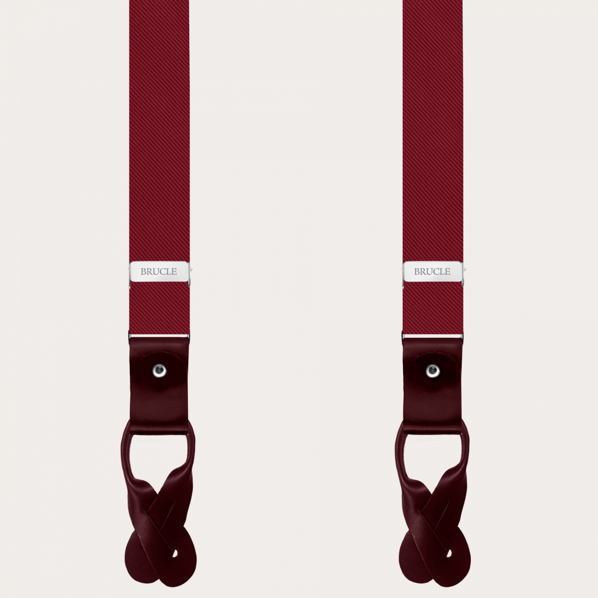 BRUCLE Thin formal silk burgundy suspenders