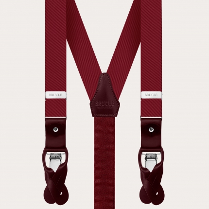 Thin formal silk burgundy suspenders
