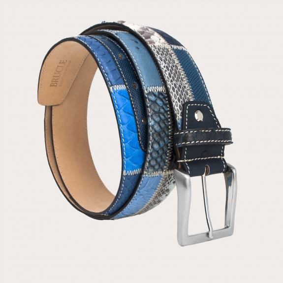 Cintura di pitone patchwork blu