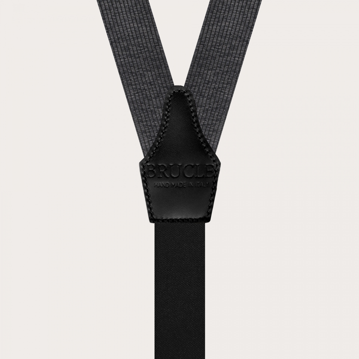 BRUCLE Elegant black and silver melange silk suspenders with buttonholes