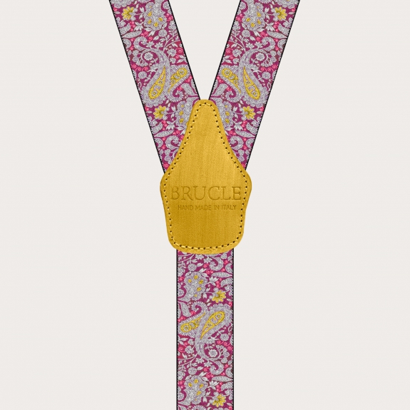 BRUCLE Tirantes con clips en estampado cashmere magenta y amarillo