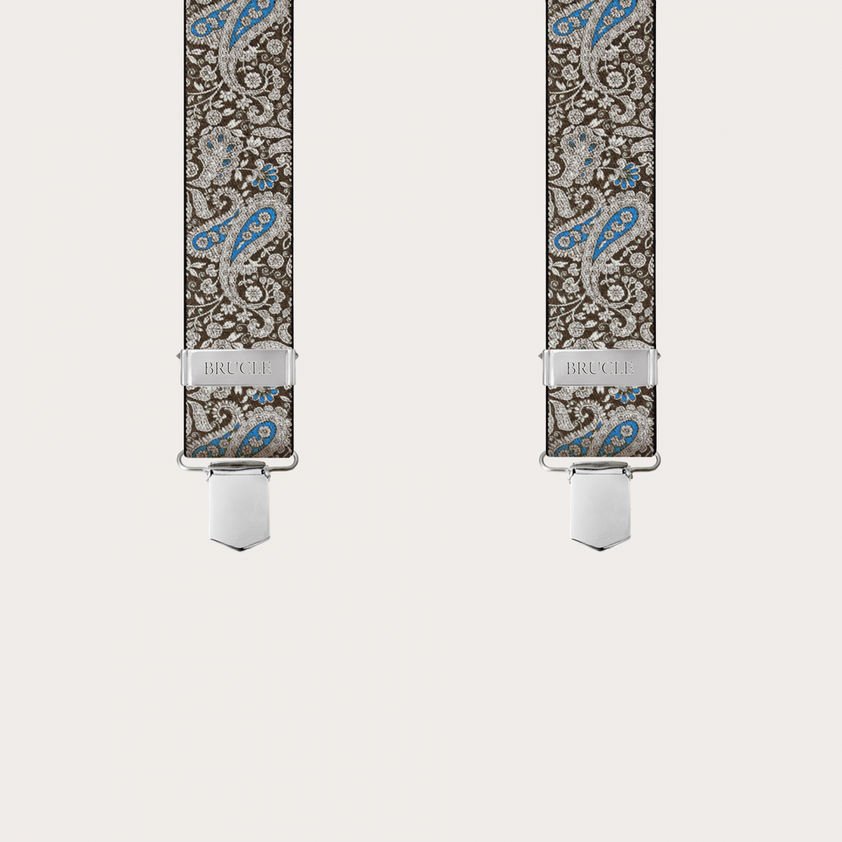 BRUCLE Tirantes con clips en estampado cashmere marrón y azul