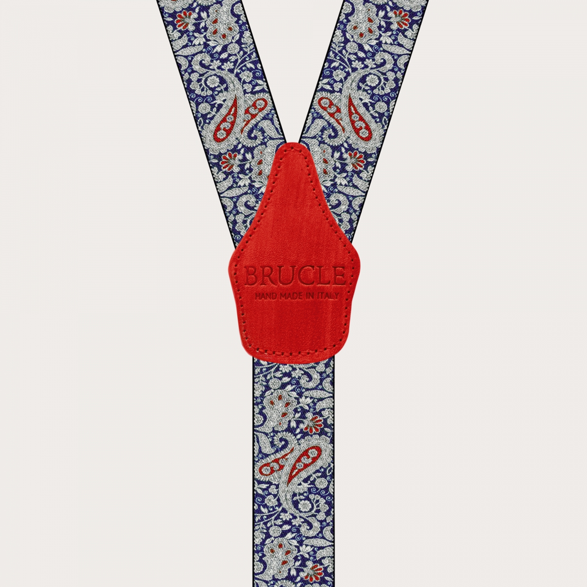 BRUCLE Bretelles à clips en motif cachemire bleu et rouge
