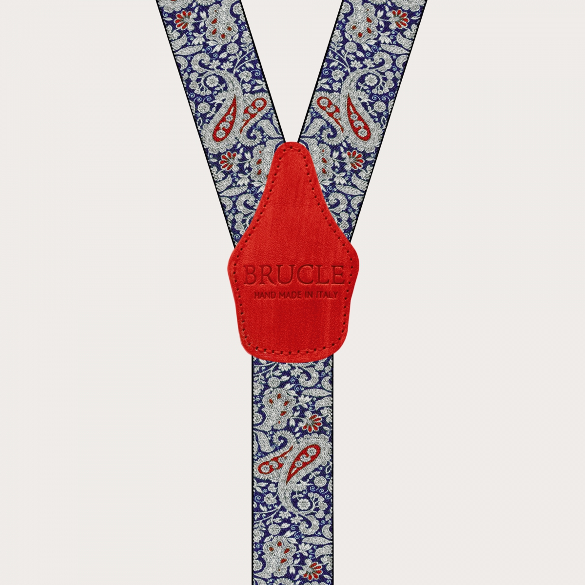 BRUCLE Bretelles à clips en motif cachemire bleu et rouge