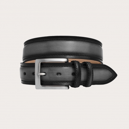 Ceinture haute noire en cuir teint à la main et dégradé