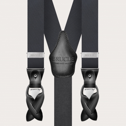 Conjunto de tirantes y corbata en seda gris antracita