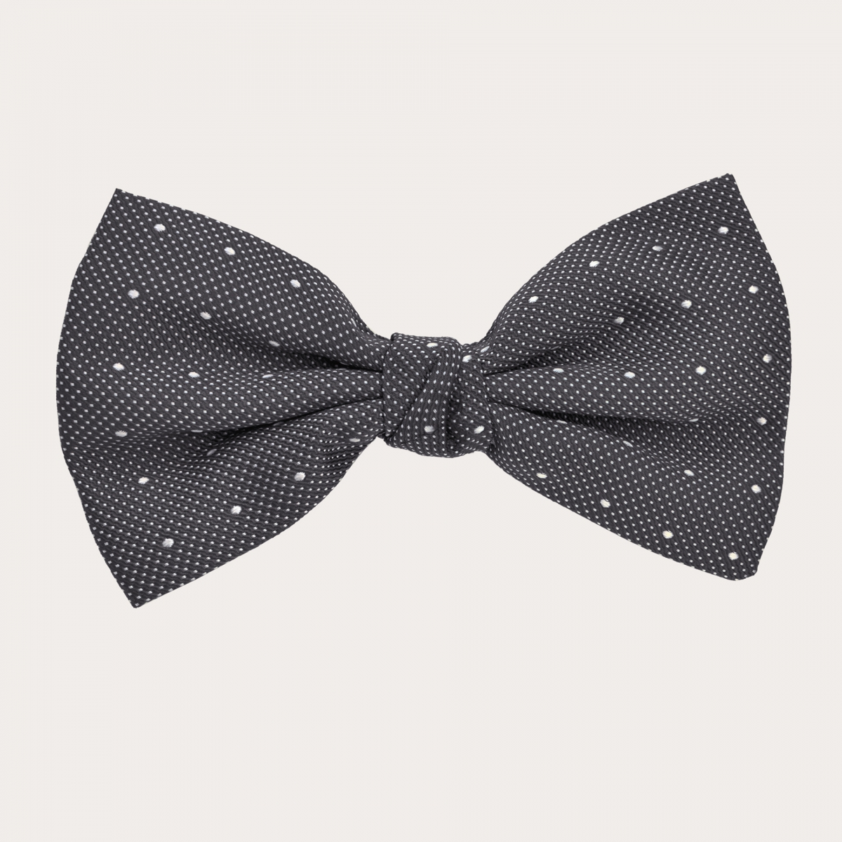 BRUCLE Suspenders and bow tie set in grey dotted silk