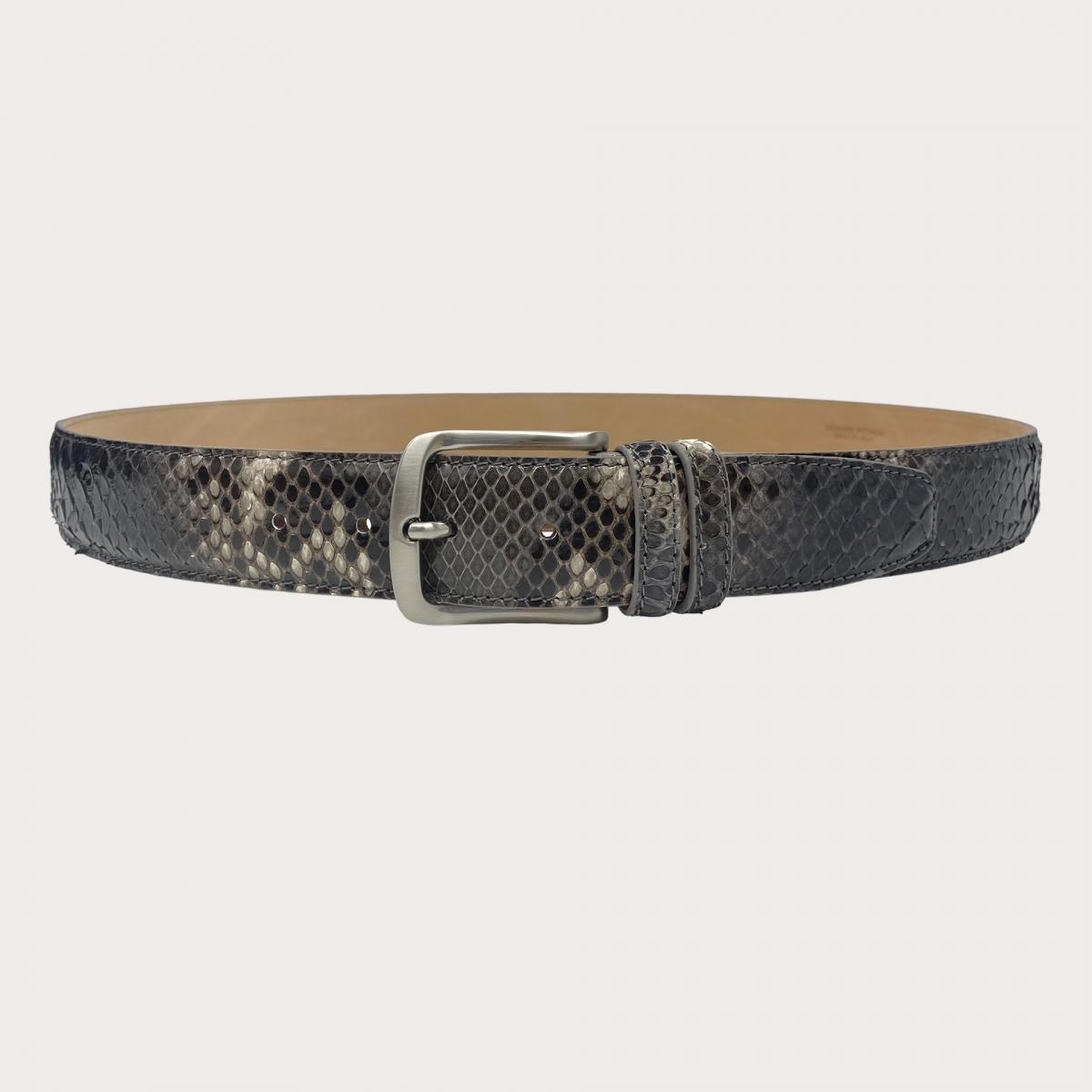 Grey antra belt in real python leather