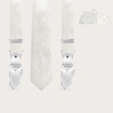 Komplettes Zeremonien-Set aus raffinierter weißer Jacquard-Seide