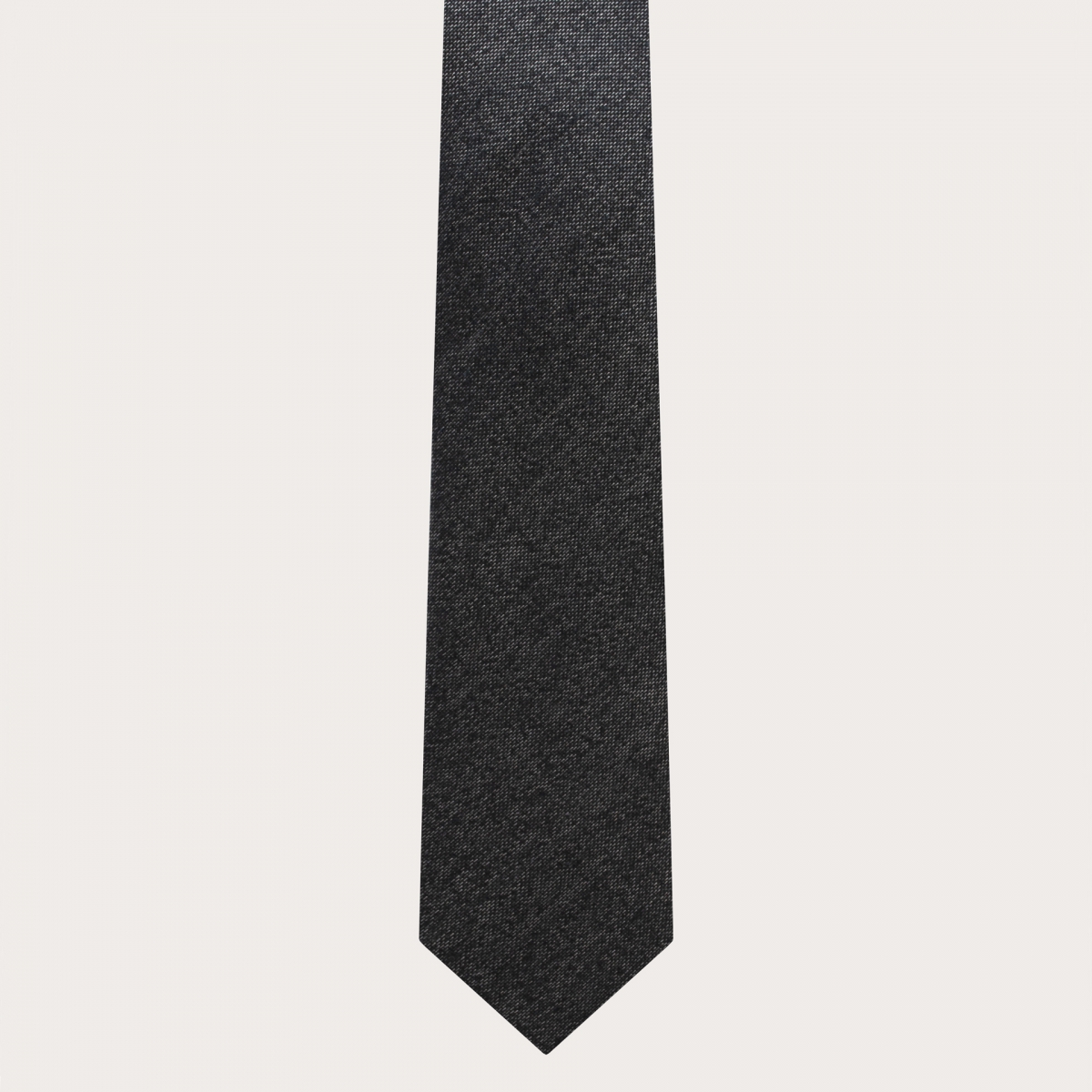 BRUCLE Raffiniertes Herren-Set aus Hosenträgern, Krawatte und Einstecktuch aus melierter grauer Seide