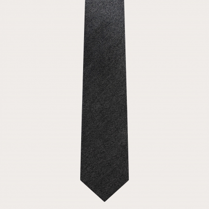 Ensemble de bretelles gris chiné avec boutonnières, pochette et cravate