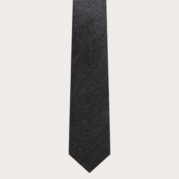 BRUCLE Melange grey set of suspenders with buttonholes, pochette and necktie