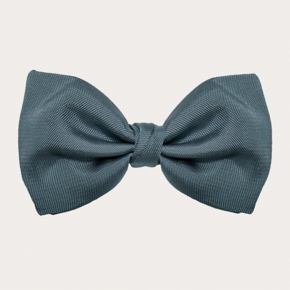 BRUCLE Elegant suspenders, bow tie and pochette in dusty blue silk