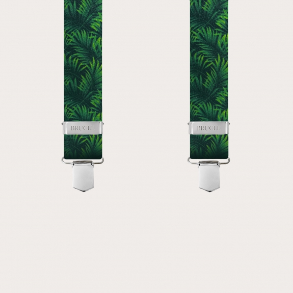 BRUCLE Tirantes elásticos efecto raso, verde con hojas de palma