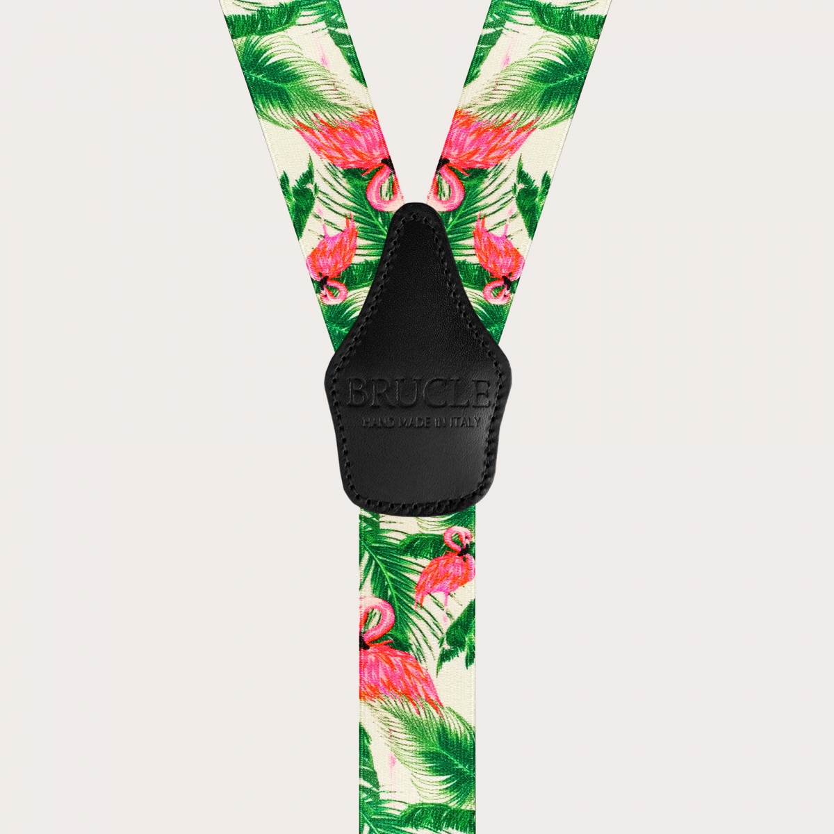 BRUCLE Nickelfreie Unisex-Hosenträger, Flamingo-Muster