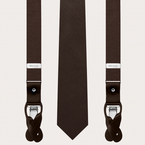 Cravatta In Seta TigerTie - Strisciata Blu, Marrone, Nero/Marrone - Taglio Classico 150 Cm