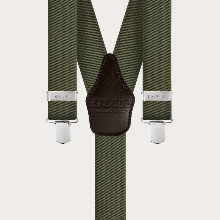 Bretelle elastiche unisex, color verde oliva