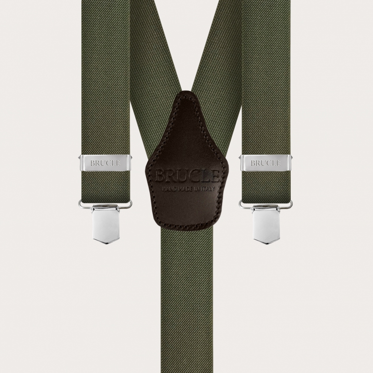 Unisex elastic suspenders, olive green