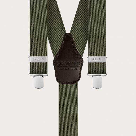 BRUCLE Bretelle elastiche unisex, color verde oliva