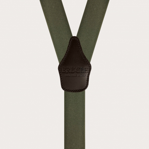 BRUCLE Elastische Unisex-Hosenträger, olivgrün