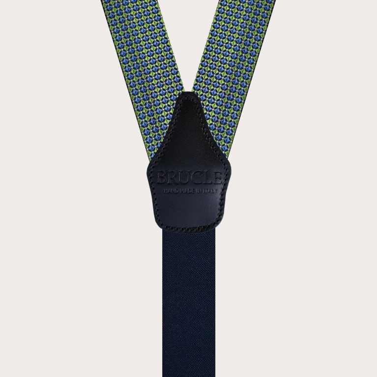 Elegante Seiden-Hosenträger, grünes und blaues Muster