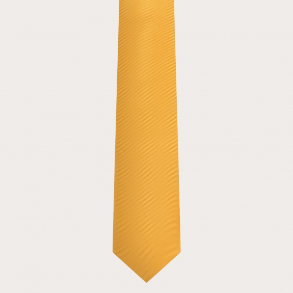 BRUCLE Elegantes Set aus Hosenträgern, Krawatte und Einstecktuch aus Seide, gelb
