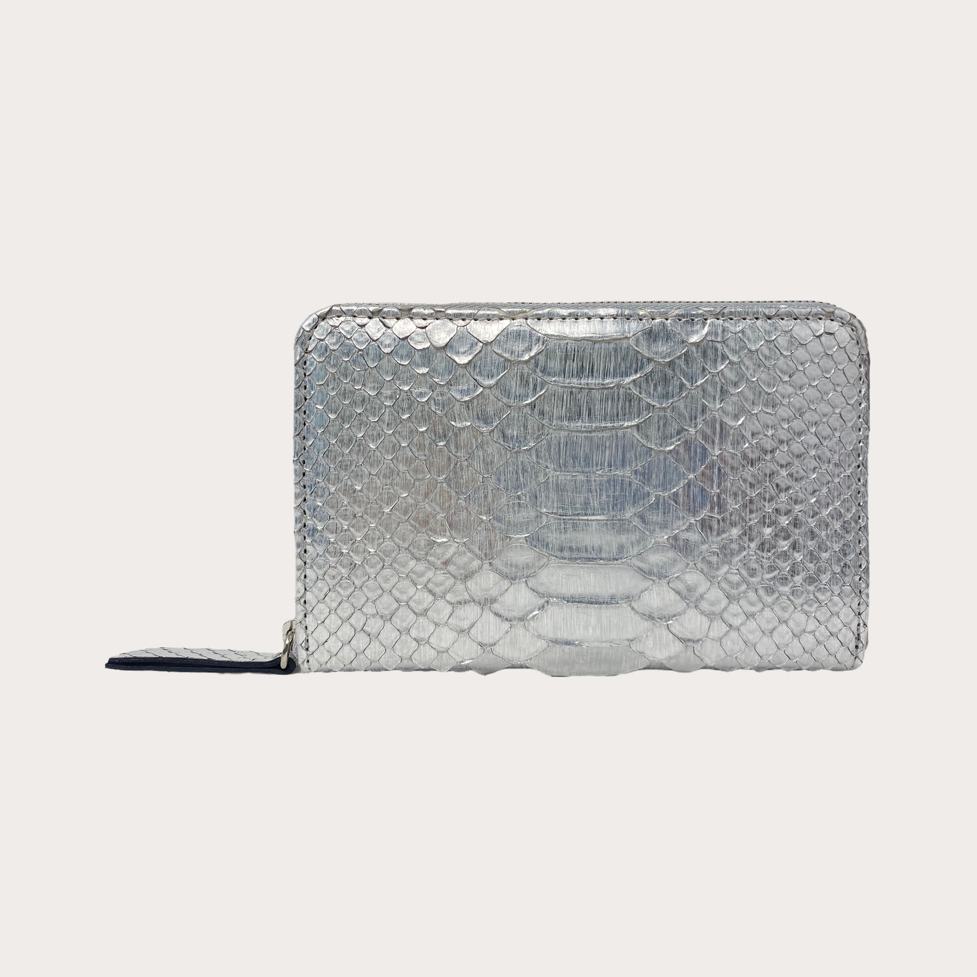 BRUCLE Women's compact wallet in python, hand-painted silver