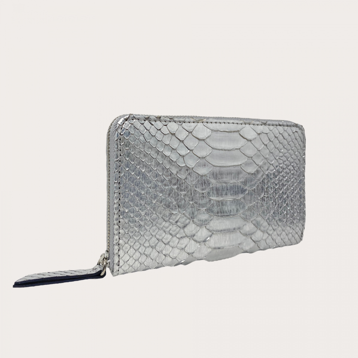 BRUCLE Women's compact wallet in python, hand-painted silver
