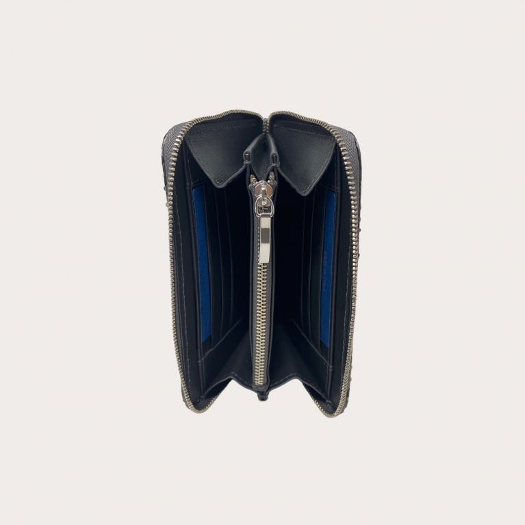 Cartera compacta de mujer en piel de pitón, tonos de gris, brillante