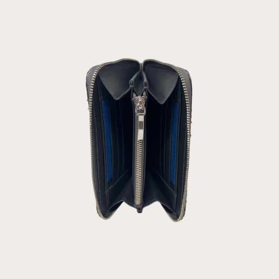 BRUCLE Portefeuille compact pour femme en python, nuances de gris, brillant