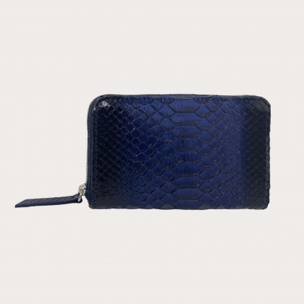 Kompakte Damengeldbörse aus Python, schwarzer Farbverlauf blau